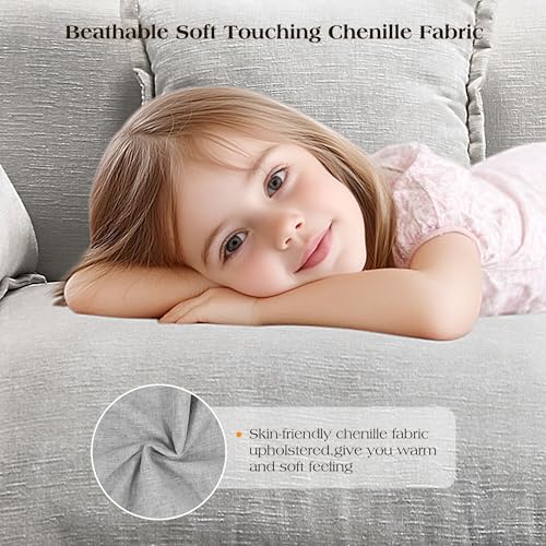 Image of 113.4 inch Modular Sectional Sofa,L Shaped Couch for Living Room,Modern Deep Seat Sofa 3 Seater Chenille Fabric Comfy Cloud Couches with Throw Pillows & Movable Ottoman
