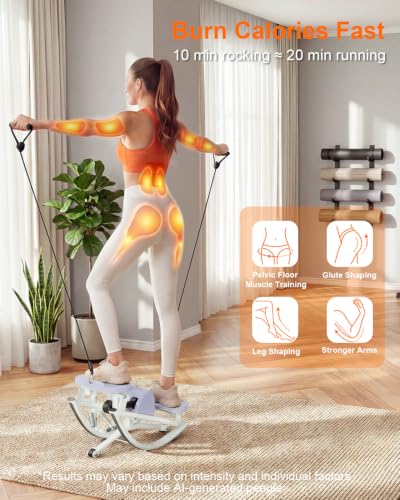 Image of Rock Stepper for Exercise at Home, Rocking Stepper Side to Side | Rocker Stepper with Resistance Bands & Handlebar for Full Body Workout, Lateral Stepper Exercise Machine (Utility Patent)