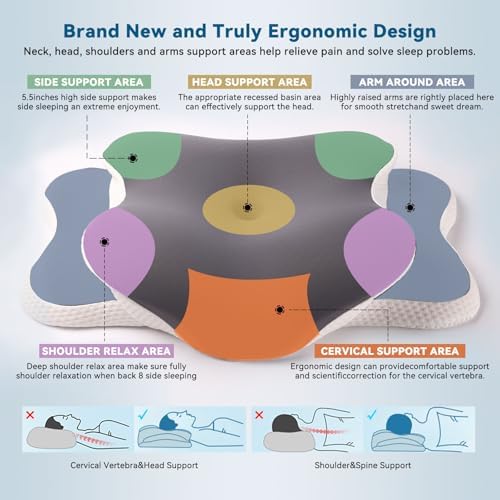 Neck Pillow for Sleeping Ergonomic Memory Foam Cooling Bed Pillow...