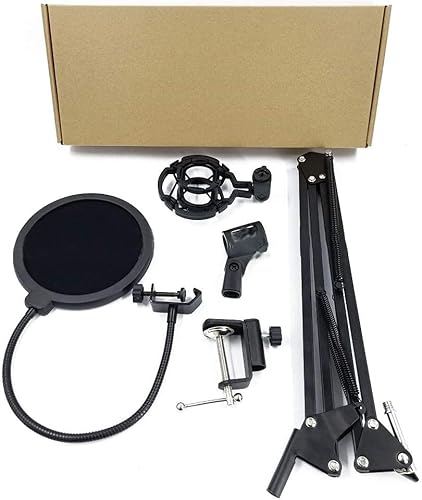マイクスタンド マイクアーム コンデンサーマイク用 卓上マイクスタンド デスクアーム 伸縮 カラオケに適し 生放送 変換アダプタ付き