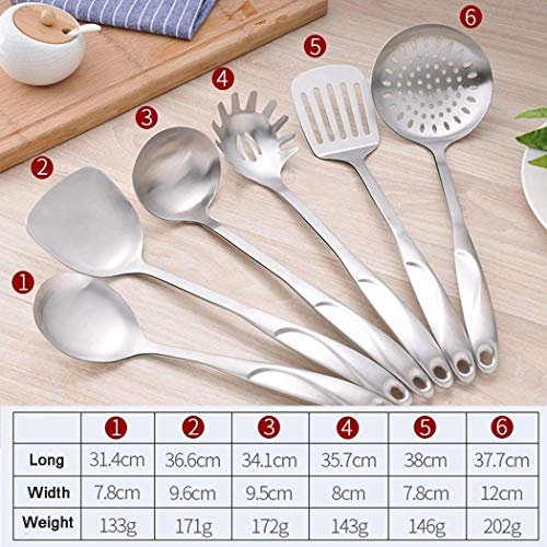 Hemfv Kitchen Cookware Set Kitchen Utensil Set – 6 Piece Stainless Steel Cooking Utensils Includes Slotted Spoon, Slotted Spatula, Large Spoon, Soup Ladle, Spatula Kitchen Utensils & Gadget #TOP1