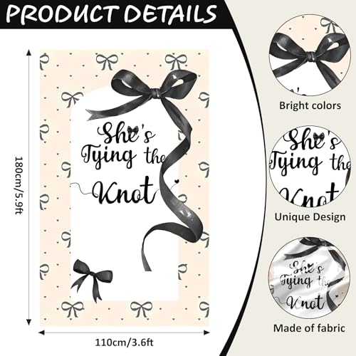 She's Tying the Knot Bridal Shower Balloons - Shes Tying the Knot Bachelorette Party Decorations, Bow Bridal Shower Decor Black Bow Theme Backdrop Balloons for Bachelorette Wedding Engagement Party by Ohmique - Image 3
