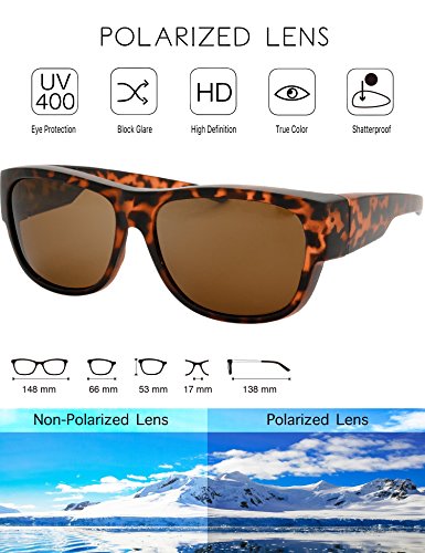 Image of The Fresh High Definition Polarized Wrap Around Shield Sunglasses for Glasses - Leather Eyeglasses Case