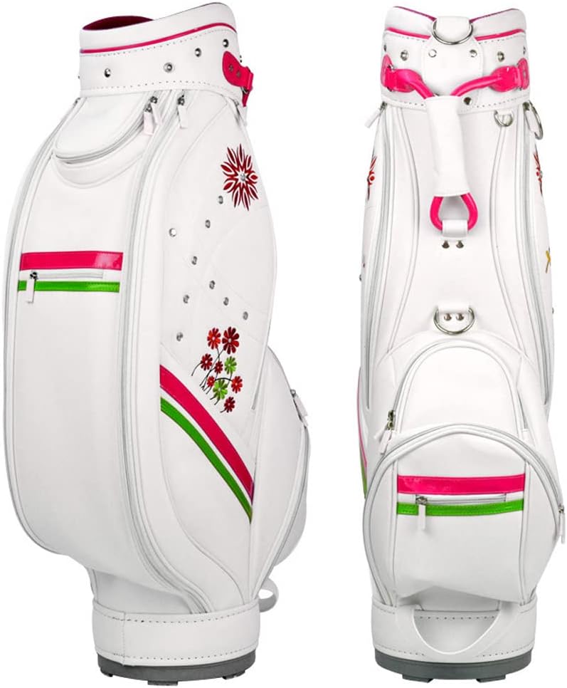 Golf Club Bags for Women, White PU Leather Golf Transport Cart Bag, Lightweight Golf Standard Bag for Golf Course