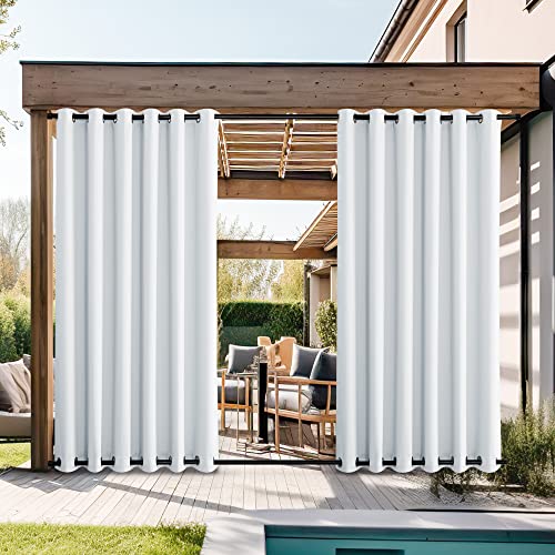 NICETOWN Privacy Outdoor Curtains for Patio Waterproof 2 Panels, Thermal Insulated Light Reducing Cold & Heat Block Rustproof Top & Bottom Grommet Win
