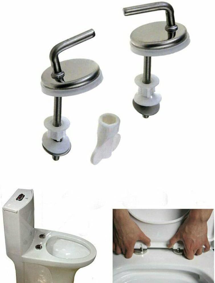 Pack of 2 toilet seat hinges, replacement hinges made of zinc alloy toilet seat stainless steel for toilet lid attachment