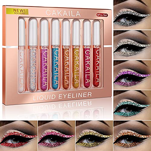 Set de 8 delineadores líquidos de ojos con brillo y secado rápido miniatura 2