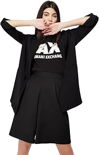 Armani Exchange Women's Studded Logo Slim Fit Scoop Neck Tee