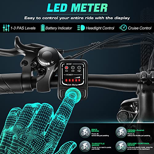 Vivi Electric Bike For Adults 26 Inch 500W Ebike For Adults Removable 48V Battery,Electric Mountain Bike 21 Speed Gears,Electric Bicycle 50 Miles/Pedal Assist #TOP3