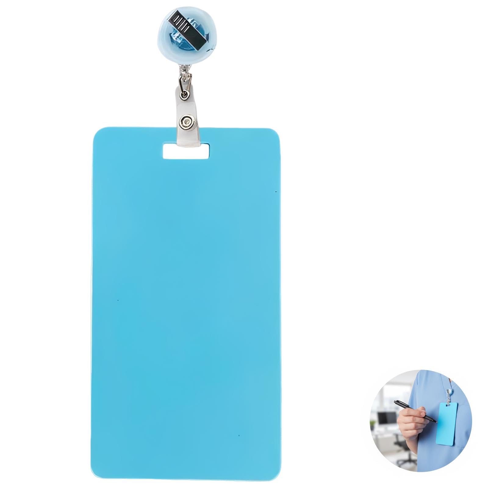 Lot de 4 notes effaçables pour badge avec enrouleurs rétractables, cartes réinscriptibles en silicone réutilisable, support vertical double face pour infirmiers, médecins et bureau