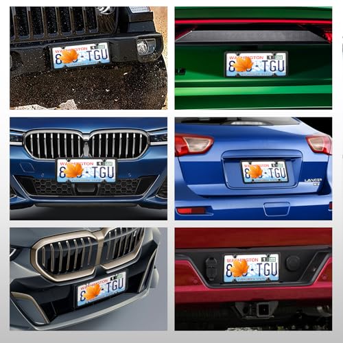 OKLPF Real Carbon Fiber License Plate Frame 1 Pack,Handcrafted Real Carbon Fiber Cloth Wrapped Holder,Slim Black Stainless Steel Car Tag Cover 4 Hole with Screw Cap, Washer,Screw - Thumbnail 6