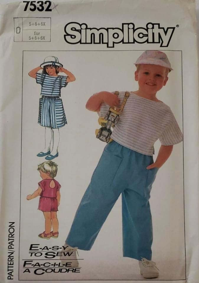 Simplicity 7532 - Falda y pantalón corto para niños, tallas 5-6-6x