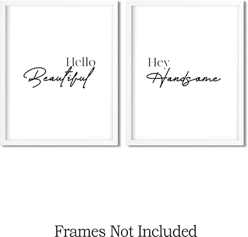 Miniatura 8 de Hello Beautiful, Hey Handsome - Impresiones artísticas para pared (juego de 2)  Decoración de dormitorio principal para parejas  Impresiones de