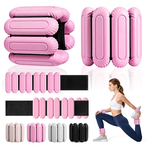 Wrist Weights for Women & Men 2lb Silicone Wrist Ankle Weights for Pilates Yoga Running and Strength Training Comfortable Weighted Bracelet Arm Leg Weights for Fitness Walking Gym (Pink)