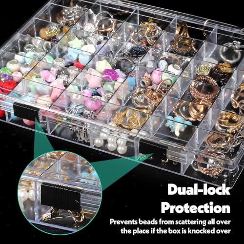Image of 3 Pack 36 Grids Clear Plastic Bead Organizer Storage Box Container | Clear Beads Storage Organizers, Craft Jewelry Small Beads Containers for Organizing Collection Jewelry Making