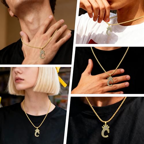 KYNOX A-Z Initial Necklace 14K Gold Pendant for Men Women, Letter Necklace Everyday Minimalist Accessories Hip Hop Alphabet Name Jewelry Mom Gifts — view 6