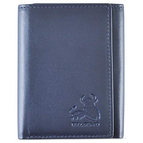 Image of BULL GUARD RFID Genuine Leather Trifold Wallets for Men ID Window, Secret Pocket, Peak Blue - Mountain Sky Blue, 4.25 x 3.25 x 3.25 inches, Rfid Wallet