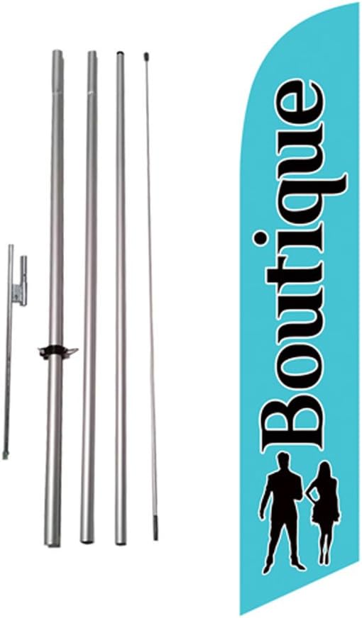 Boutique Advertising Feather Banner Swooper Flag Sign with Flag Pole Kit and Ground Stake