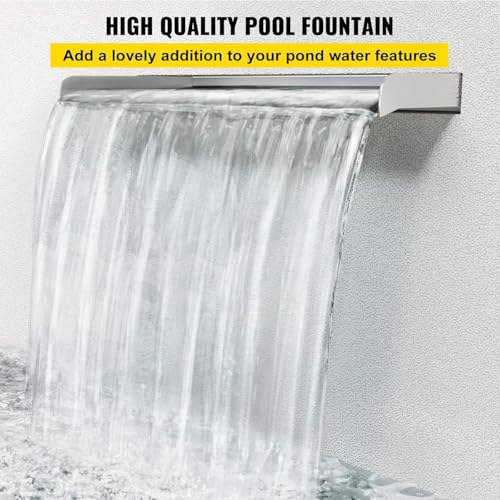 Edelstahl Wasserfall Element 60cm,Teich Wasserfall Spillway Pool Brunnen Wasser Feature,Edelstahl Teich Blade Set,Für Gartenteiche,Steinkörbe,Teichwände,Schwimmbäder,60x11.5x8 cm (Ohne Beleuchtung)