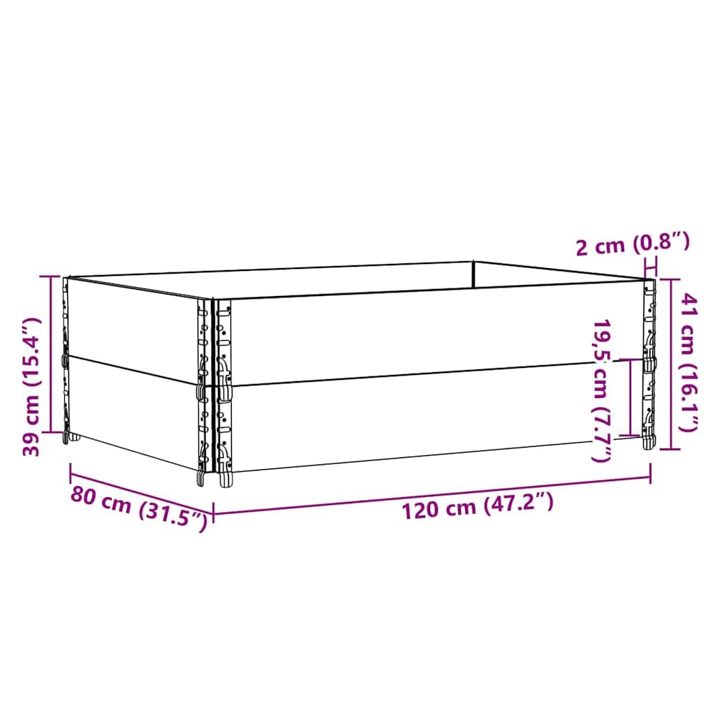 vidaXL Paretali per Pallet 2 pz 120x80 cm in Legno Massello di Pino, sponda per Pallet, Telaio impilabile per Pallet, Bordo per Pallet in Legno
