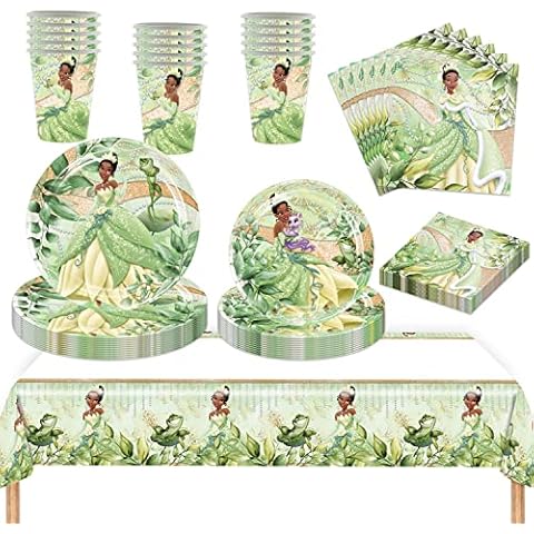 Princess Birthday Frog Party Tableware Supplies,Princess Tableware Include Plates,Napkins,Cups and Tablecloth for Princess Birthday Baby Shower Party Decorations(Serve 16) Cover