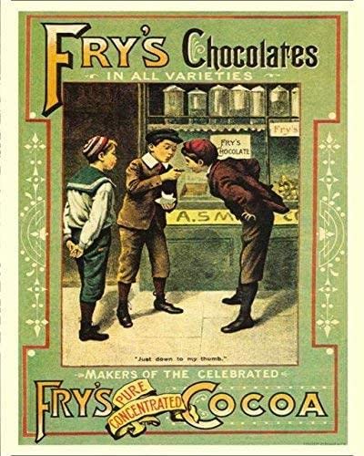 Sawfish® Fry's Chocolates Pure Concentrated Cocoa Retro Shabby Chic Vintage Style Picture Metal Wall Plaque Sign