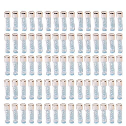HUAZIZ 60 Pcs 1.8 Ml Plástico Graduó Vial,Transparente, Tubo criogénico,Contenedor de Muestra, Tubo de Congelación de Laboratorio,Vial de Plástico con Tapa de Sellado de Tornillo para Laboratorio