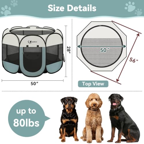 Image of Siedihit Dog Playpen Tent Crate Cage Indoor Outdoor Travel Extra Large Grey