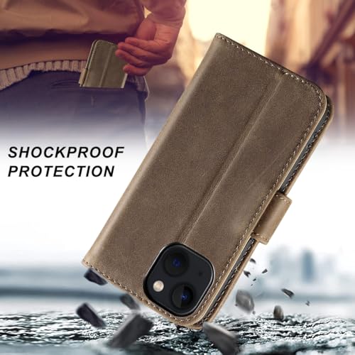Coque cuir véritable iPhone 13 Mini étui portefeuille marron