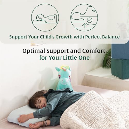 Image of The White Willow Kids Bed Pillow - Soft Contour Memory Foam Pillow for Sleeping, Ideal for Children 2 to 8 Years, Small Toddler Pillow for Boys & Girls with Cream Pillow Cover - Classic White