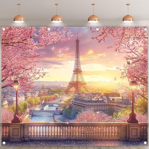 Fondo fotográfico tela 10x8ft con diseño Torre Eiffel miniatura 2
