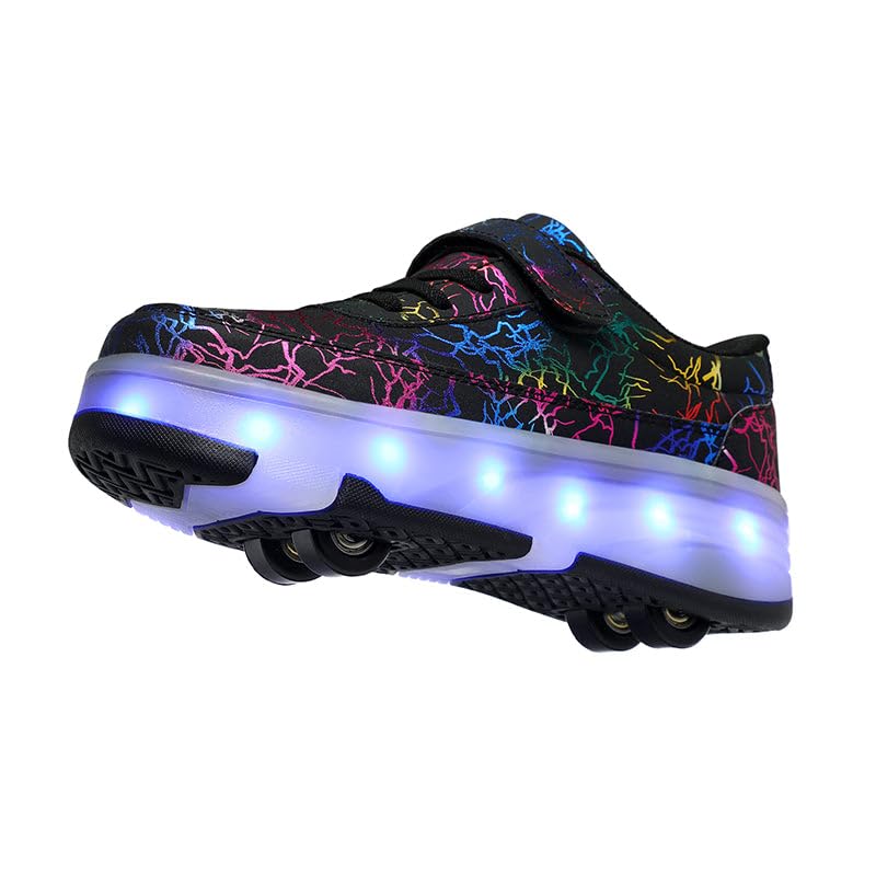 HUSKSWARE Rollschuhe verstellbar Jugend Schuhe mit Rollen Schwarz Weiß 28-40 EU