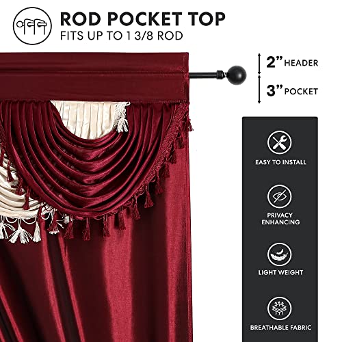 Regal Home Collections Amore Curtains 5-Piece Window Curtain Set - 54-Inch W X 84-Inch L Panels With Attached Valance And 2 Tiebacks - Bedroom Curtains And Living Room Curtains (Brick) #TOP2