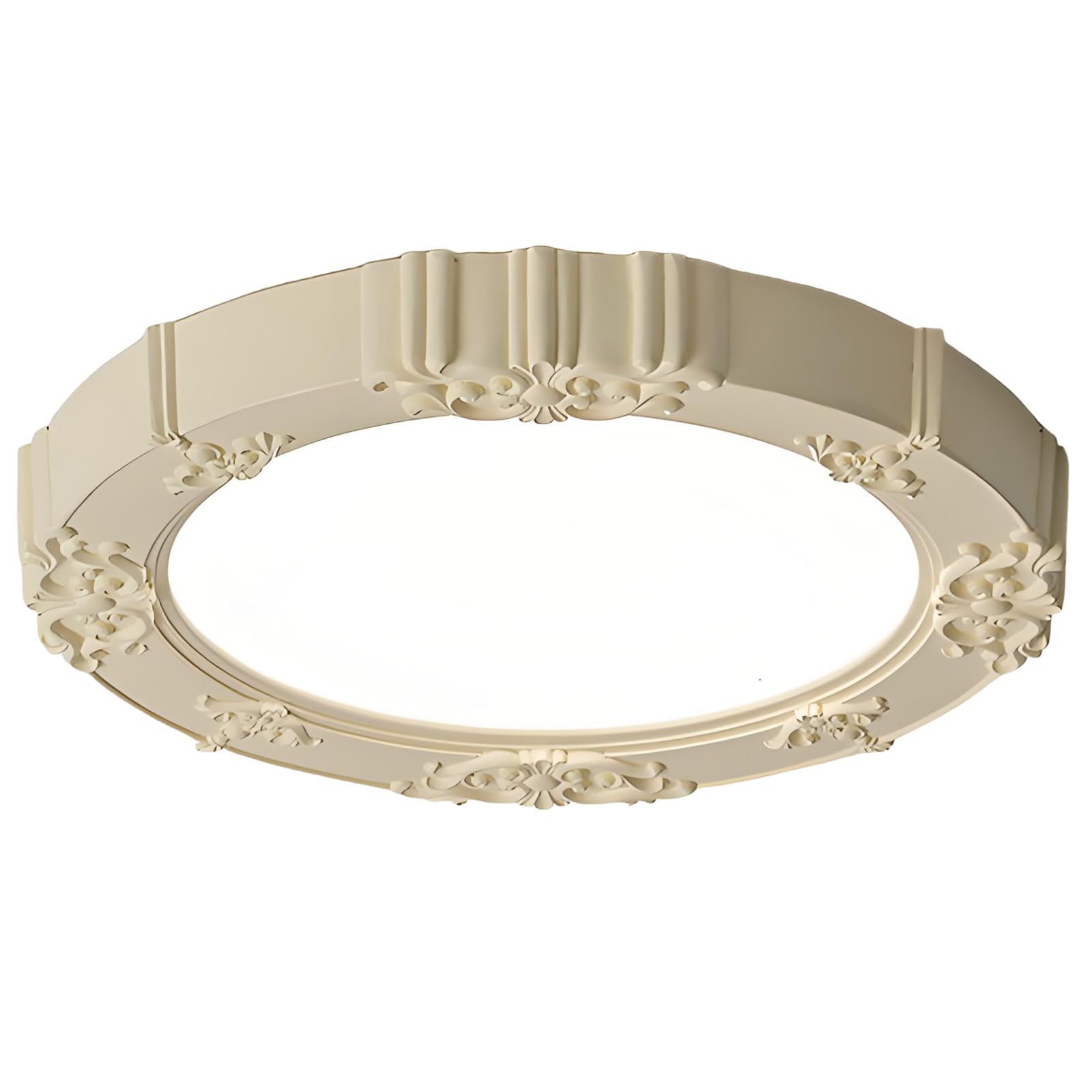 YNVIOZM Mid-Century Round LED Flush-Mount Ceiling Light Nordic Cream Resin Close-to-Ceiling LED Light 3-in-1 Color Temperature Lighting Fixtures for Living Room Hallway Dining Room