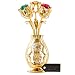 Matashi Chrome Plated Flowers Bouquet and Vase w/Colorful Crystals | Table Top Decorations | Metal Floral Arrangement | Best Gift for Valentine's Day, Birthday, Mother's Day, Christmas, Anniversary