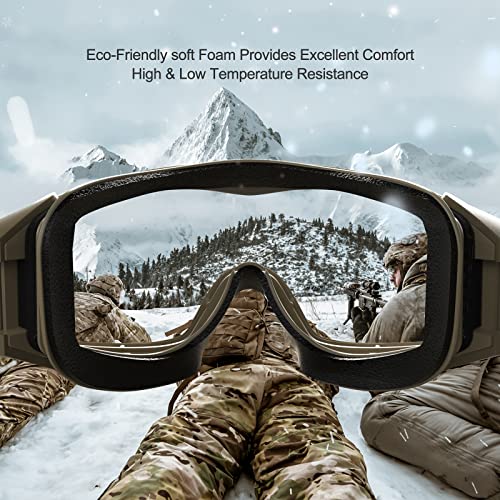 Image of xaegistac Tactical Goggles Anti fog-Airsoft Tactical Glasses | with Interchangeable Lenses,Ballistic Military Goggles for Shooting Hunting Outdoor Sports