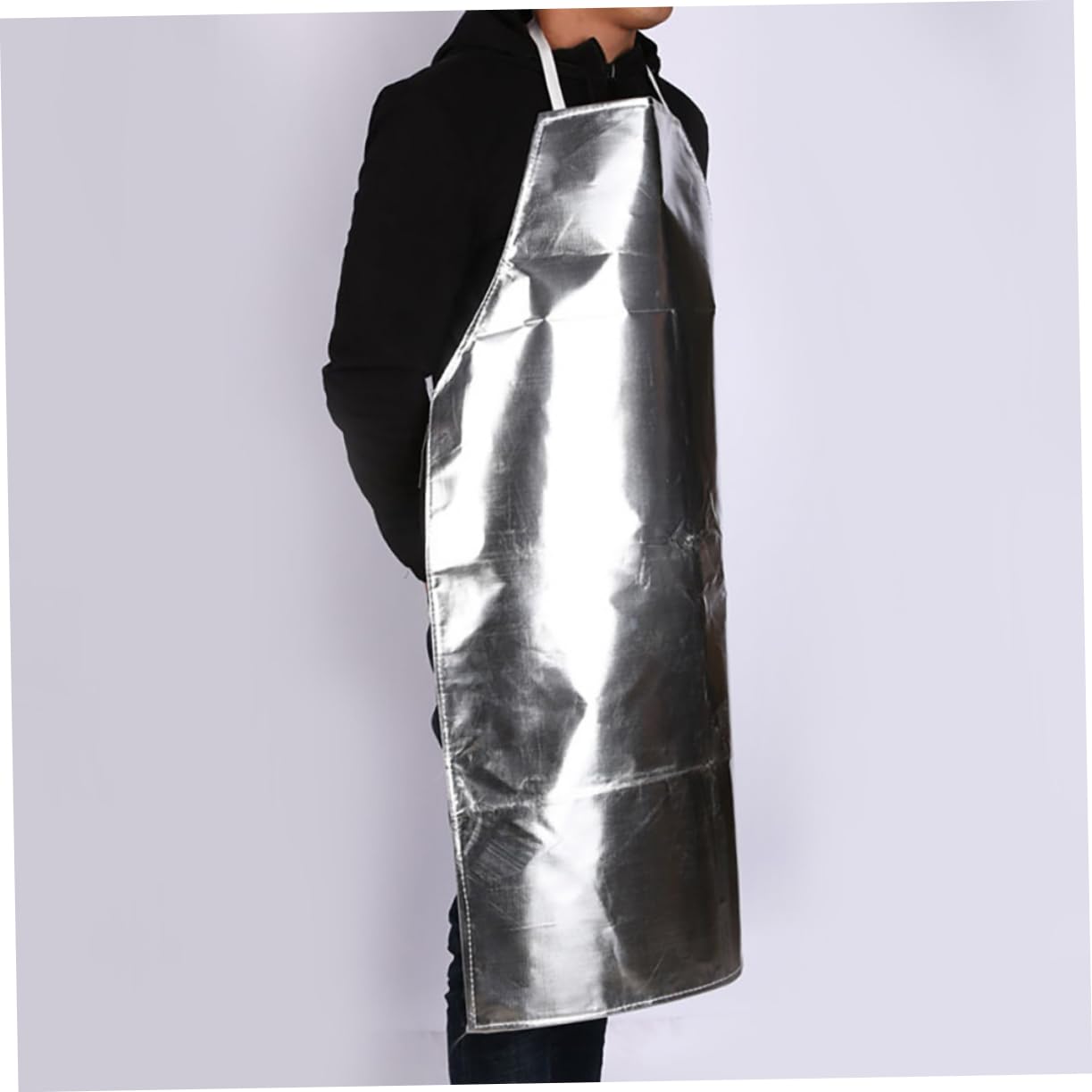 OSALADI Feuerfeste Aluminiumfolien Schürze, Silber, Hitzebeständig | Werkstatt Haut Kleidung Schützt und Funken und Schmutz vor Zufällige Einsatz , Verstellbare Schulterriemen Farbe
