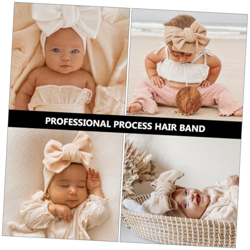 2Pcs Hair Bow Headband Soft Elastic Knitted Waffle Hair Ornament for Newborns Comfortable Non Marking Suitable for Birthday and Family Photos2