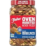 Fisher Oven Roasted Never Fried Deluxe Mixed Nuts, 24 Ounces (Pack of 1), Almonds, Cashews, Pecans, Pistachios, Healthy Snacks for Adults, Made with Sea Salt, No Added Oil, Trail Mix, Gluten Free​