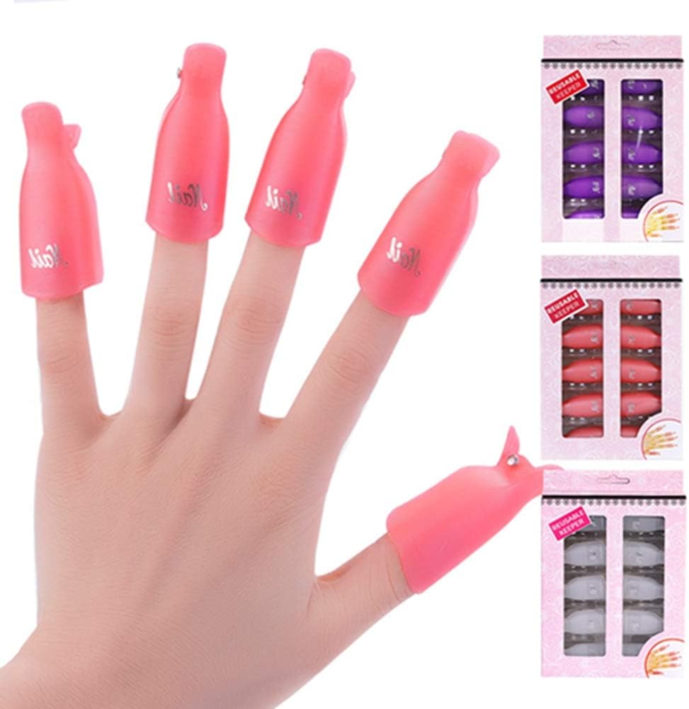 Egurs 10Pcs Acrylic Nail Art Soak Off Clip Cap UV Gel Polish Remover Wrap Nail Tool