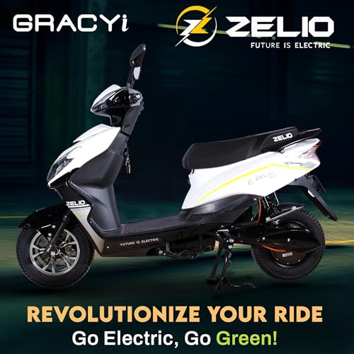 Image of ZELIO GRACYi Electric Scooter | 60V /32AH Battery | Range: 55-60 km | Non-RTO | Disc Brake | Charges in 4-5 Hrs | Alloy Wheels | Colors: White /Black
