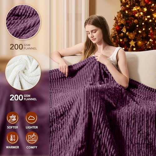 Image of Homemate Electric Heated Blanket Queen Size - 84 inchx90 inch Heating Blanket Queen Size Dual Control 1 /2 /4 /6 /8 Hours Auto-Off 10 Heat Level Over-Heat Protection Soft Flannel Sherpa ETL Certification