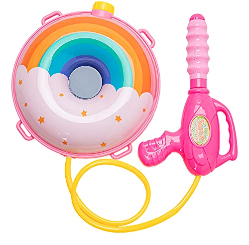 Portable Rainbow Water Gun Backpack for Kids Water Shooter Blaster Toys Squirt Guns with Large Capacity Tank and Adjustable Straps for Summer Outdoors Pool Game Beach Sports Bath Play Toys Gift