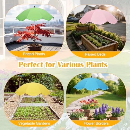 4Pack Plant Umbrellas for Outdoor Plants - 26\" Large Garden Sun Shade for Plants with Adjustable Angle & Height (Max 43\") - Plant Shades for Outdoor Plants, Flowers & Garden Beds - Plant Umbrella Shade for Potted Plants - Thumbnail 6