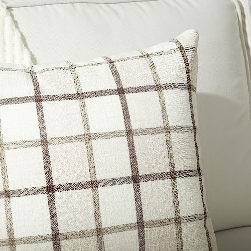 Stellhome YMCH30-1MH Pack Of 2 Fall Lumbar Linen Buffalo Check Throw Pillow Covers Autumn Farmhouse Plaid Cushion Cover Rustic Retro Decor thumb #3