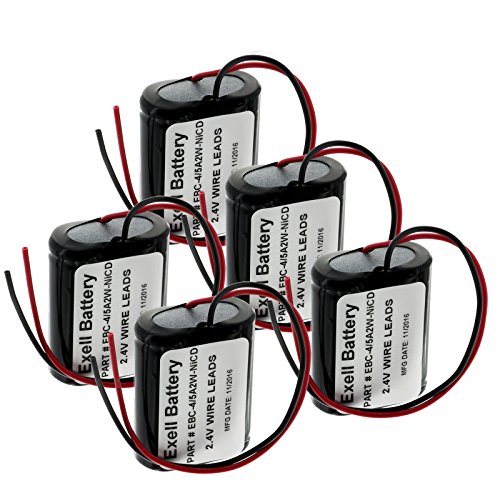5pc Exell 2.4V 1200mah NiCd Custom Battery Pack w/Wire Leads