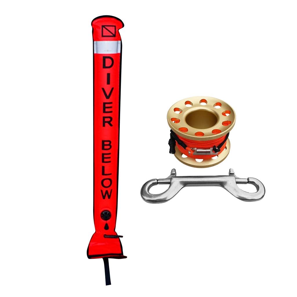 Scuba Buceo Señal Carrete de Acero Y Aluminio Tubo Inflable Seguro con Línea Robusta Clip de Liberación Rápida Función de Contr
