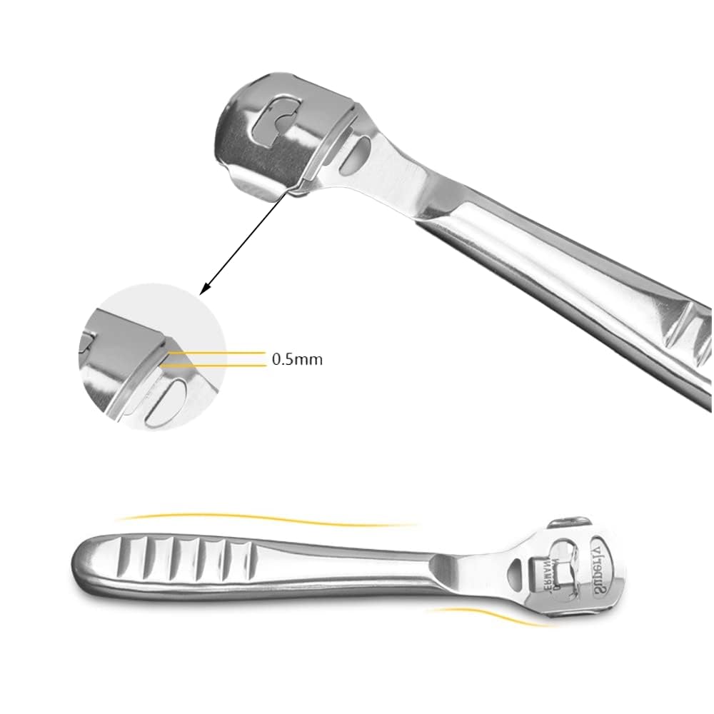Rallador de Pie Pedicura, Cuchillos de Pedicura Multifuncional, Herramienta de Cuidado de Pies, Profesional Pedicura Kit Herramientas con 10 Cuchillas Plata