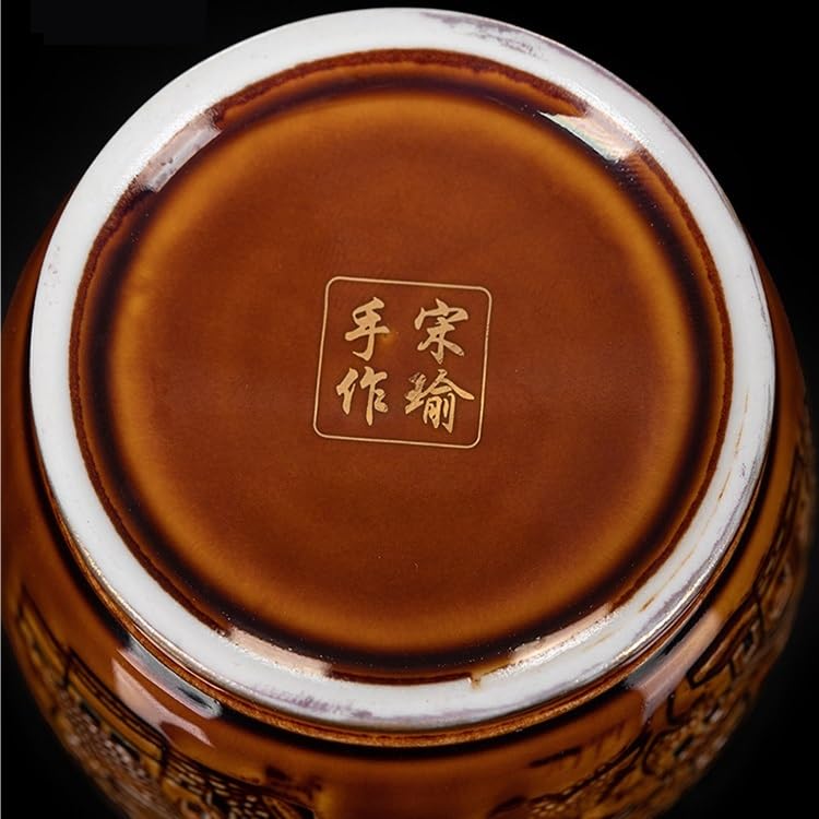 Taza de té Tazón dorado - Juego Celadon Kung Fu cerámica individual for uso doméstico Recipiente for remojo(A)