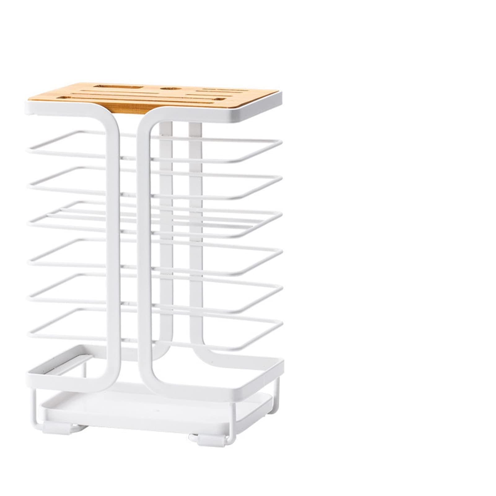 Soporte para cuchillos de cocina multifuncional de hierro y bambú natural